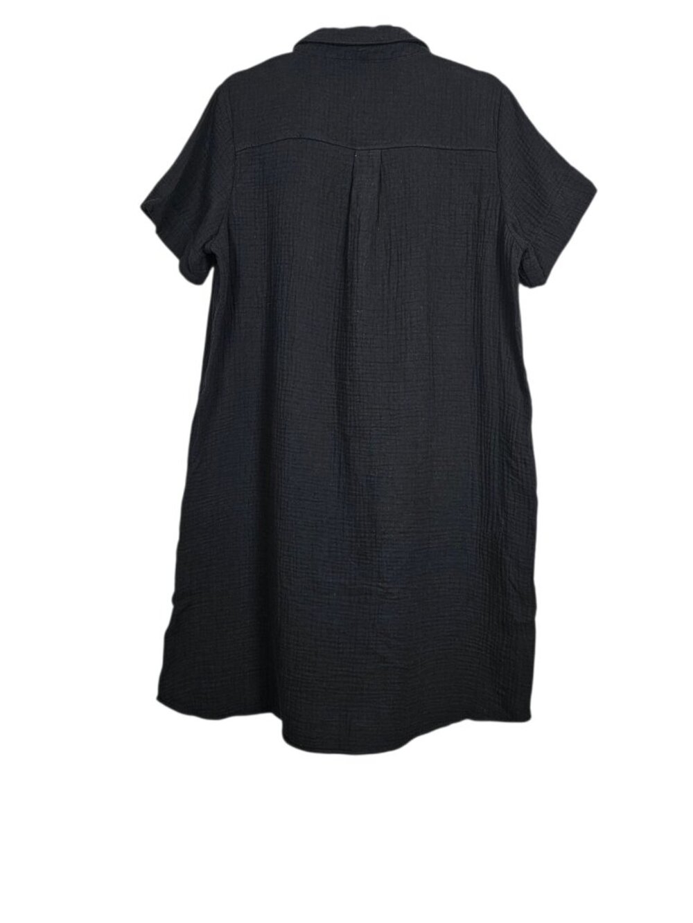Three Dots Black Cotton Boho Gauze Popover V-Neck Shift Dress Coverup New M - Picture 7 of 12